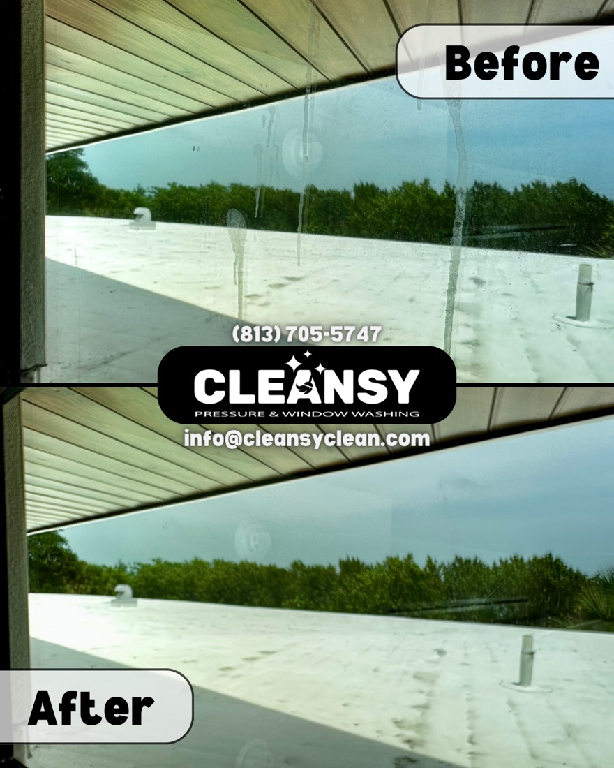 Before and after Casey Key Windows — Cleansy Pressure & Window Washing
