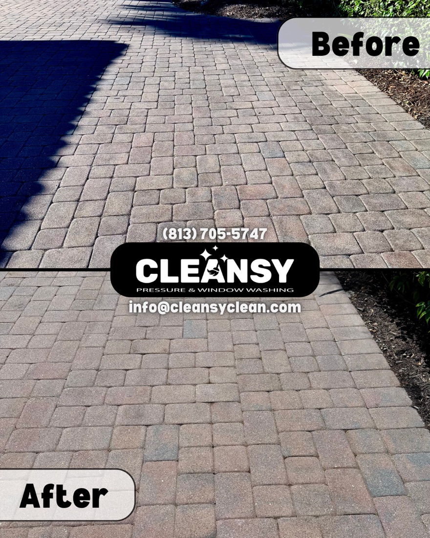 Before and after Yvonne Driveway — Cleansy Pressure & Window Washing
