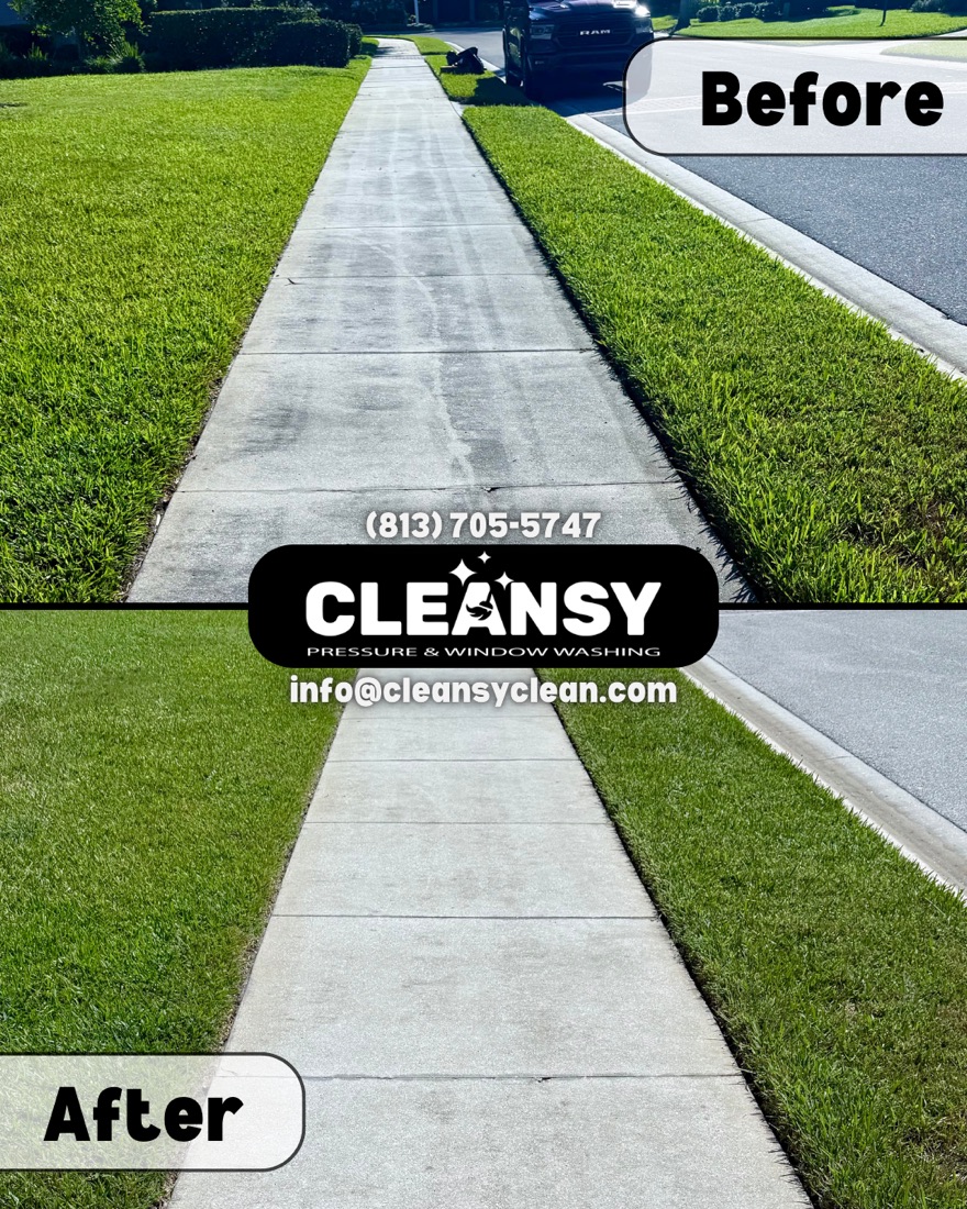 Before and after Yvonne Sidewalk — Cleansy Pressure & Window Washing