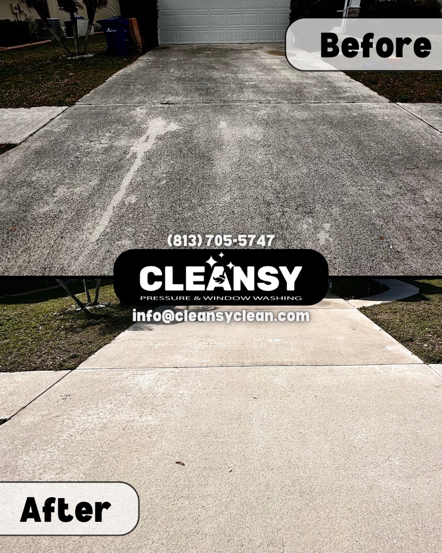 Before and after Zsolti Driveway — Cleansy Pressure & Window Washing
