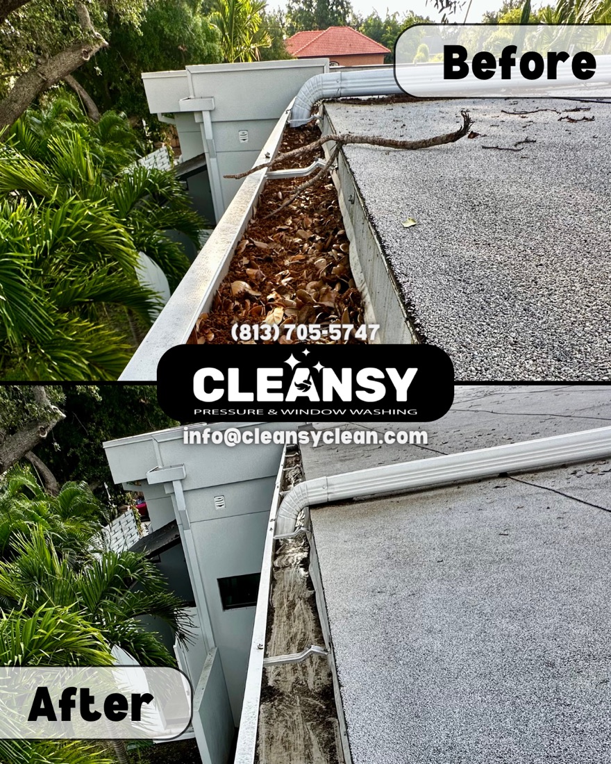 Before and after Before - Paula Gutter — Cleansy Pressure & Window Washing