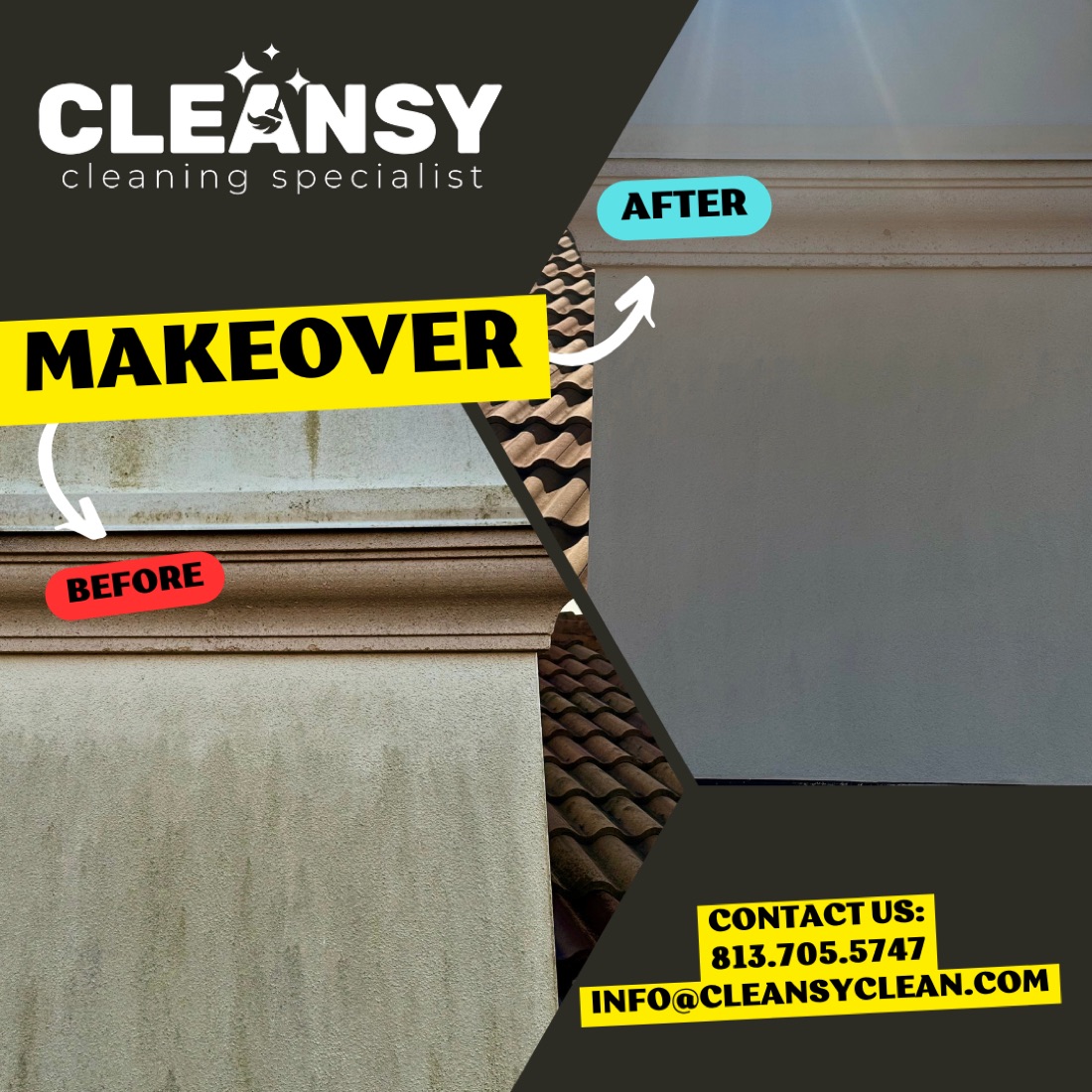 Before and after Chimney — Cleansy Pressure & Window Washing