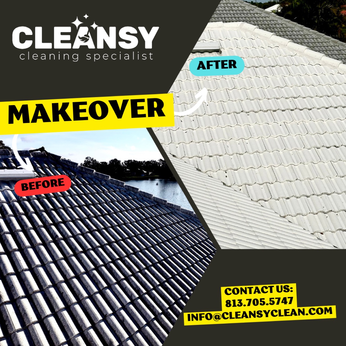 Before and after Don Roof2 — Cleansy Pressure & Window Washing
