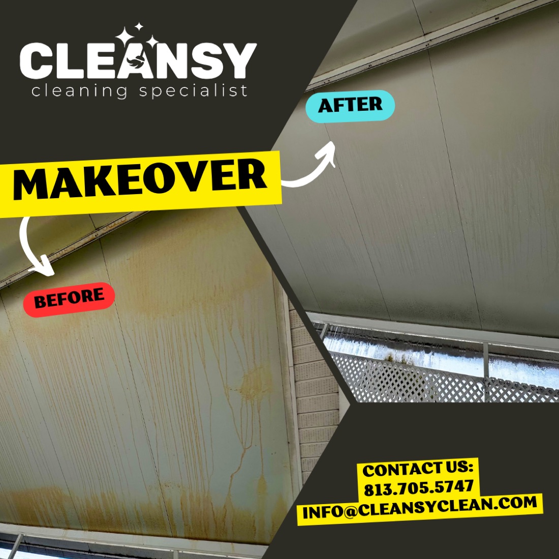 Before and after Haas Lanai Roof — Cleansy Pressure & Window Washing