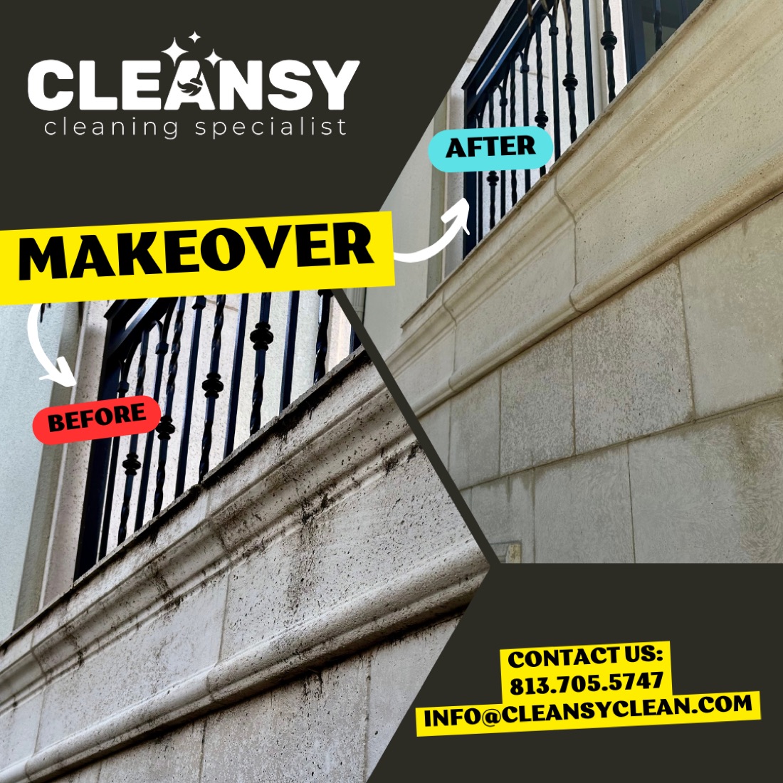 Before and after House wall 1 — Cleansy Pressure & Window Washing