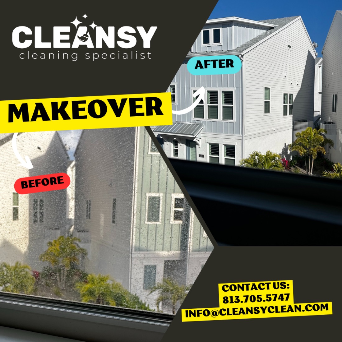 Before and after Payne Park Window — Cleansy Pressure & Window Washing