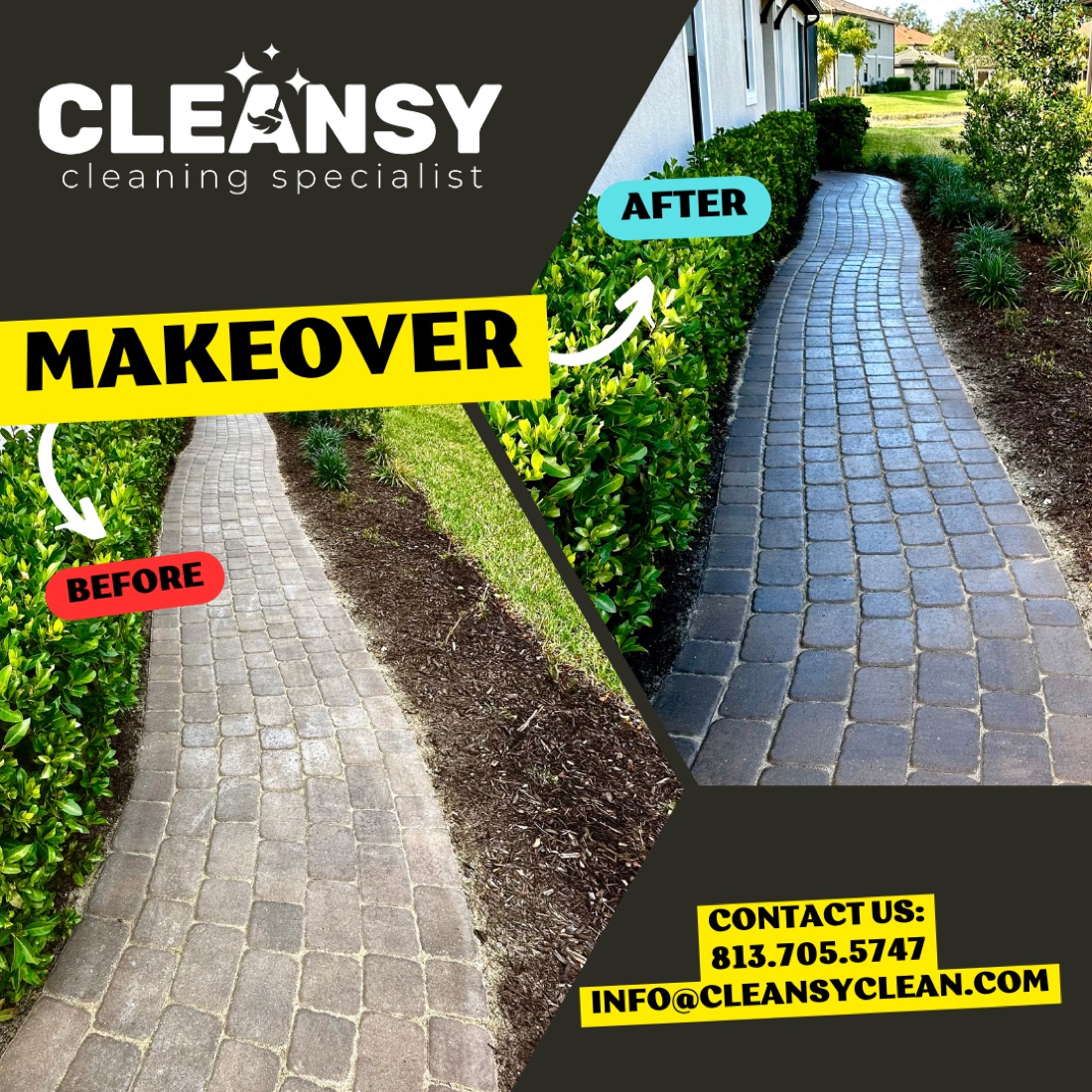Before and after Sidewalk Sealing Alex — Cleansy Pressure & Window Washing