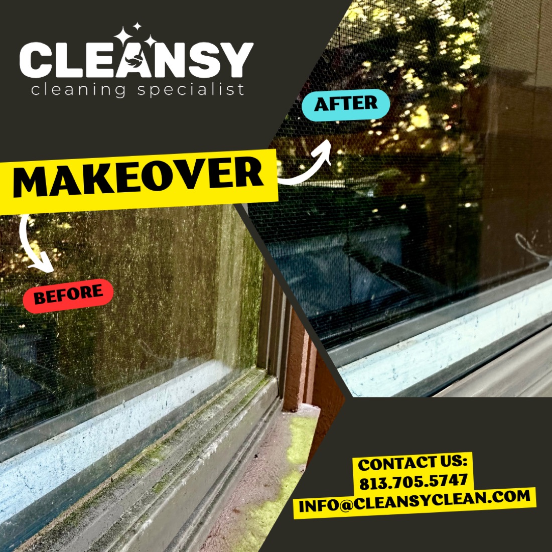 Before and after Windows Algae — Cleansy Pressure & Window Washing
