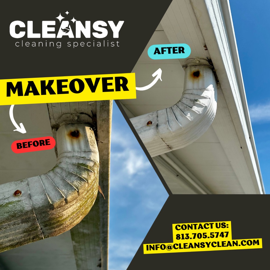 Before and after gutter cleaning1 — Cleansy Pressure & Window Washing