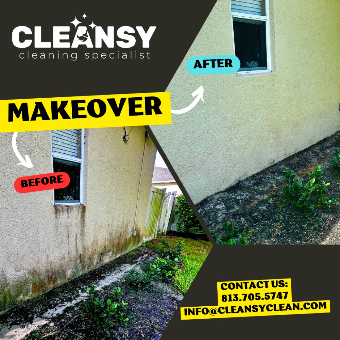 Before and after haz oldal — Cleansy Pressure & Window Washing