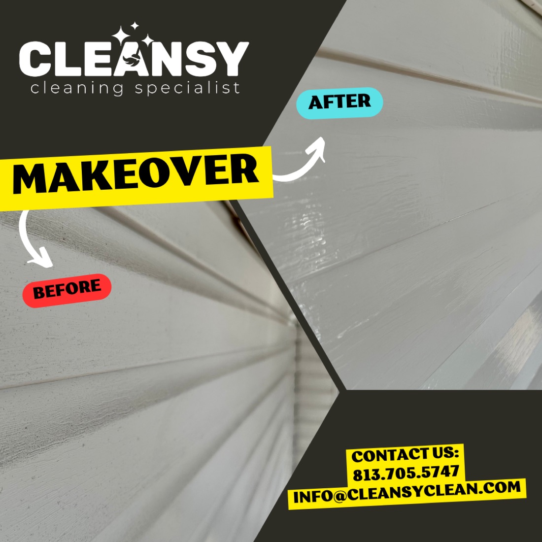 Before and after vinyl house siding — Cleansy Pressure & Window Washing