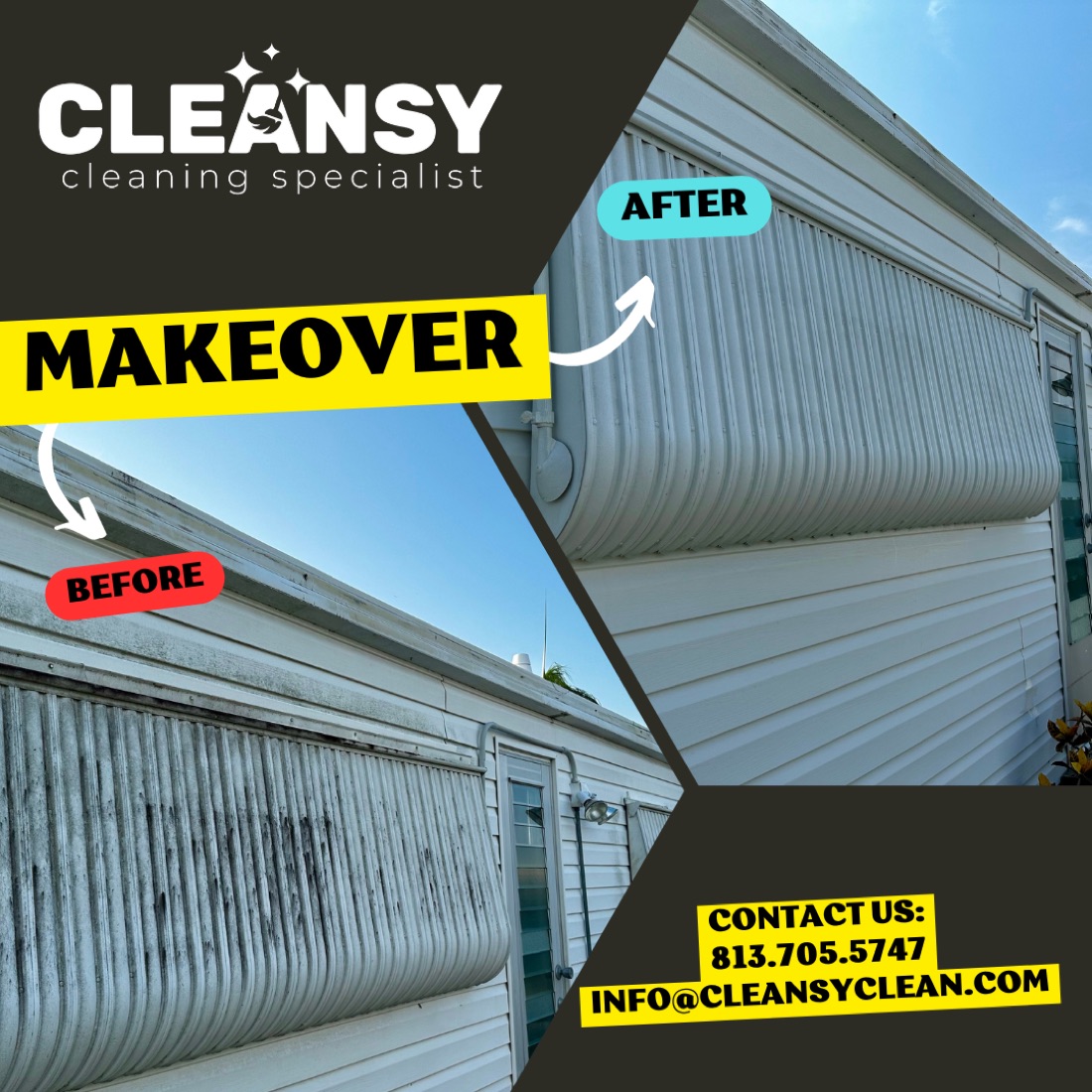 Before and after vinyl house siding2 — Cleansy Pressure & Window Washing