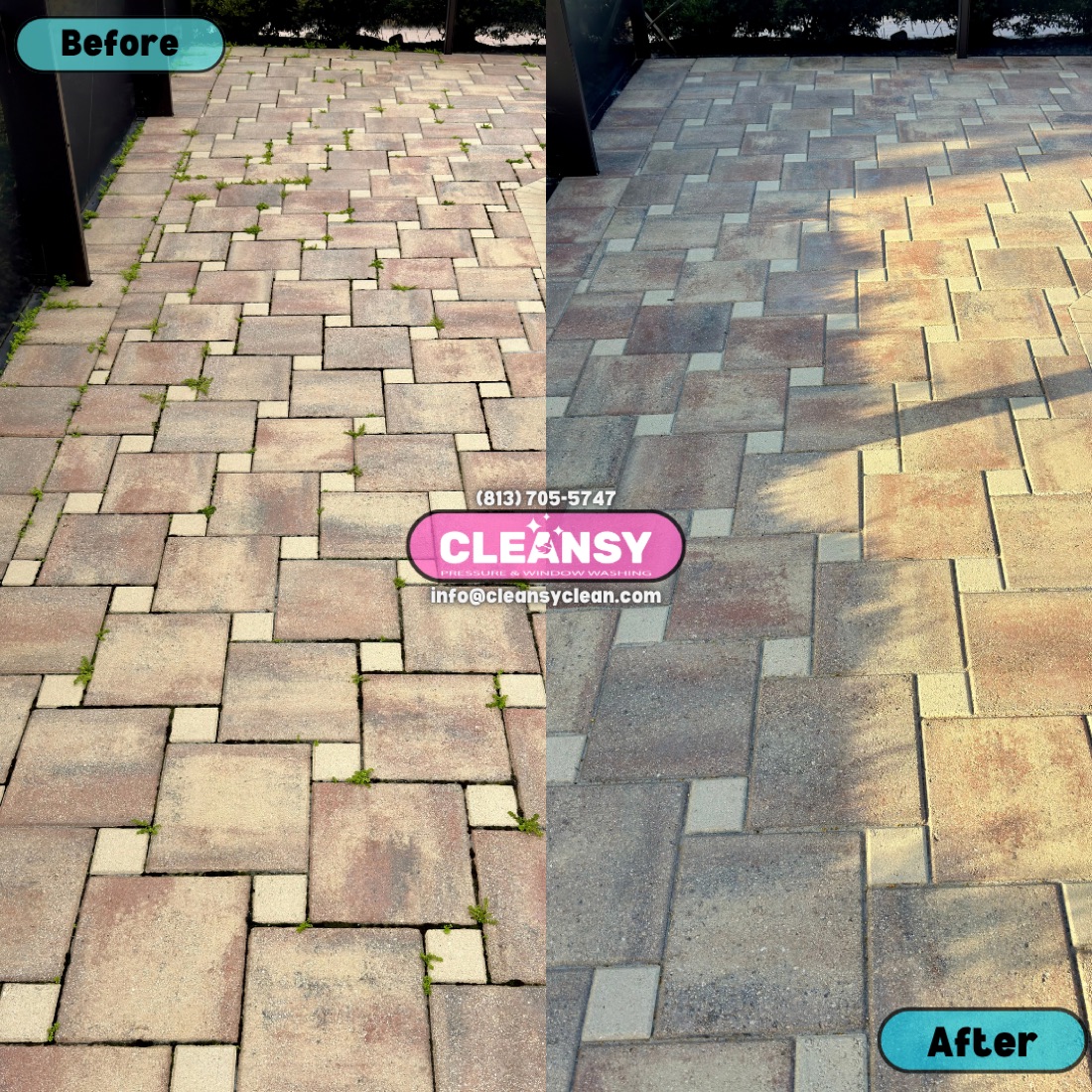 Before and after Jackie Ragusso Resealing — Cleansy Pressure & Window Washing