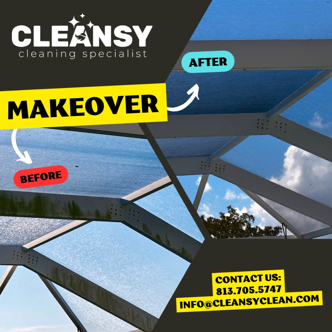 Before and after Pool cage2 — Cleansy Pressure & Window Washing