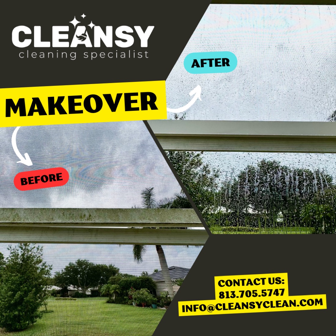 Before and after cage clouser — Cleansy Pressure & Window Washing