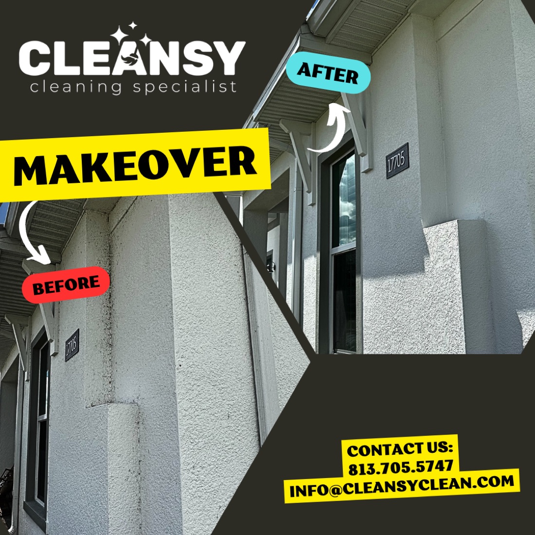 Before and after house wash — Cleansy Pressure & Window Washing