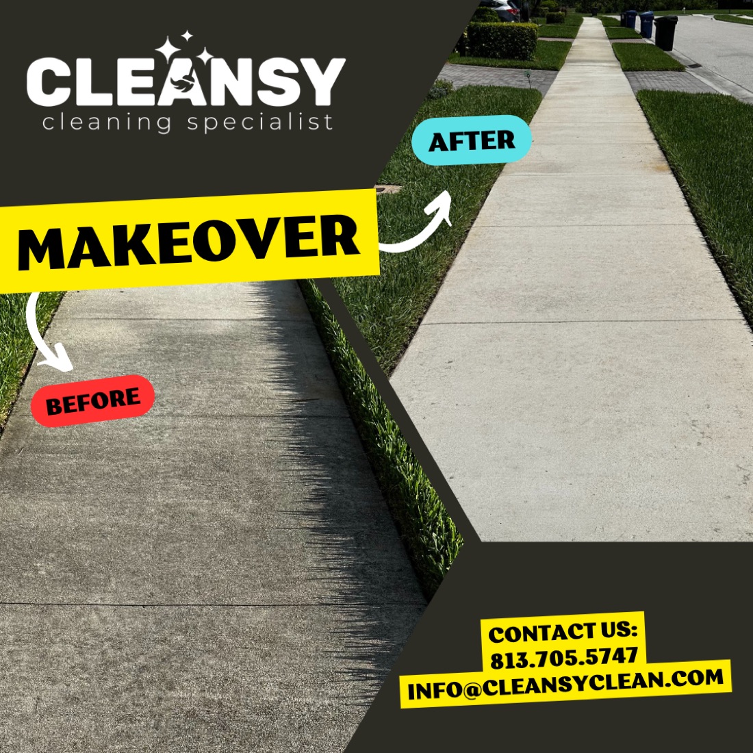 Before and after sidewalk2 — Cleansy Pressure & Window Washing