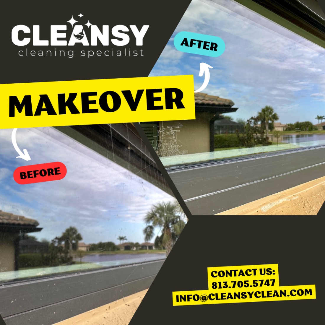 Before and after window cleaning — Cleansy Pressure & Window Washing