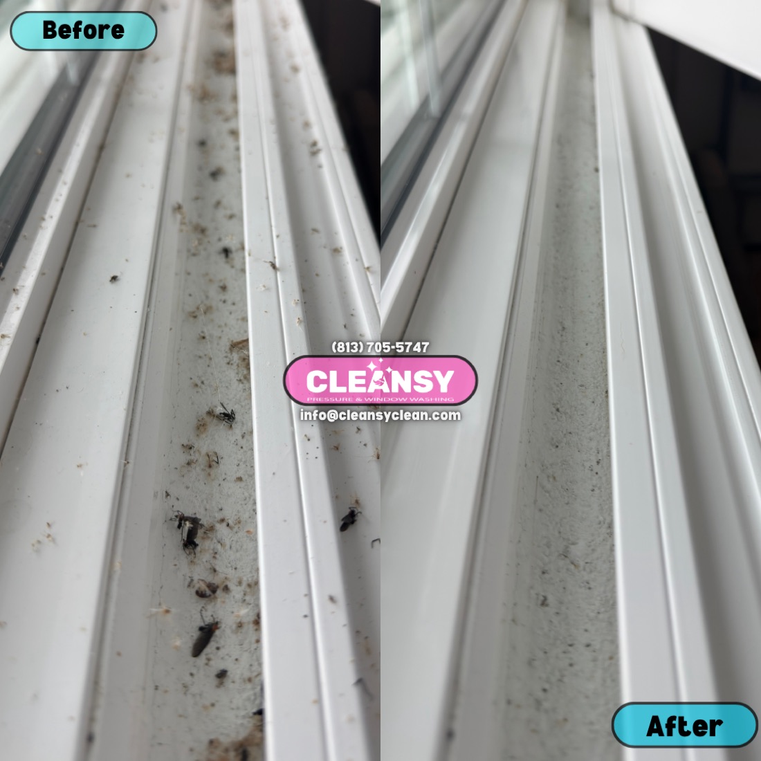 Before and after Carol Campbell window sill — Cleansy Pressure & Window Washing